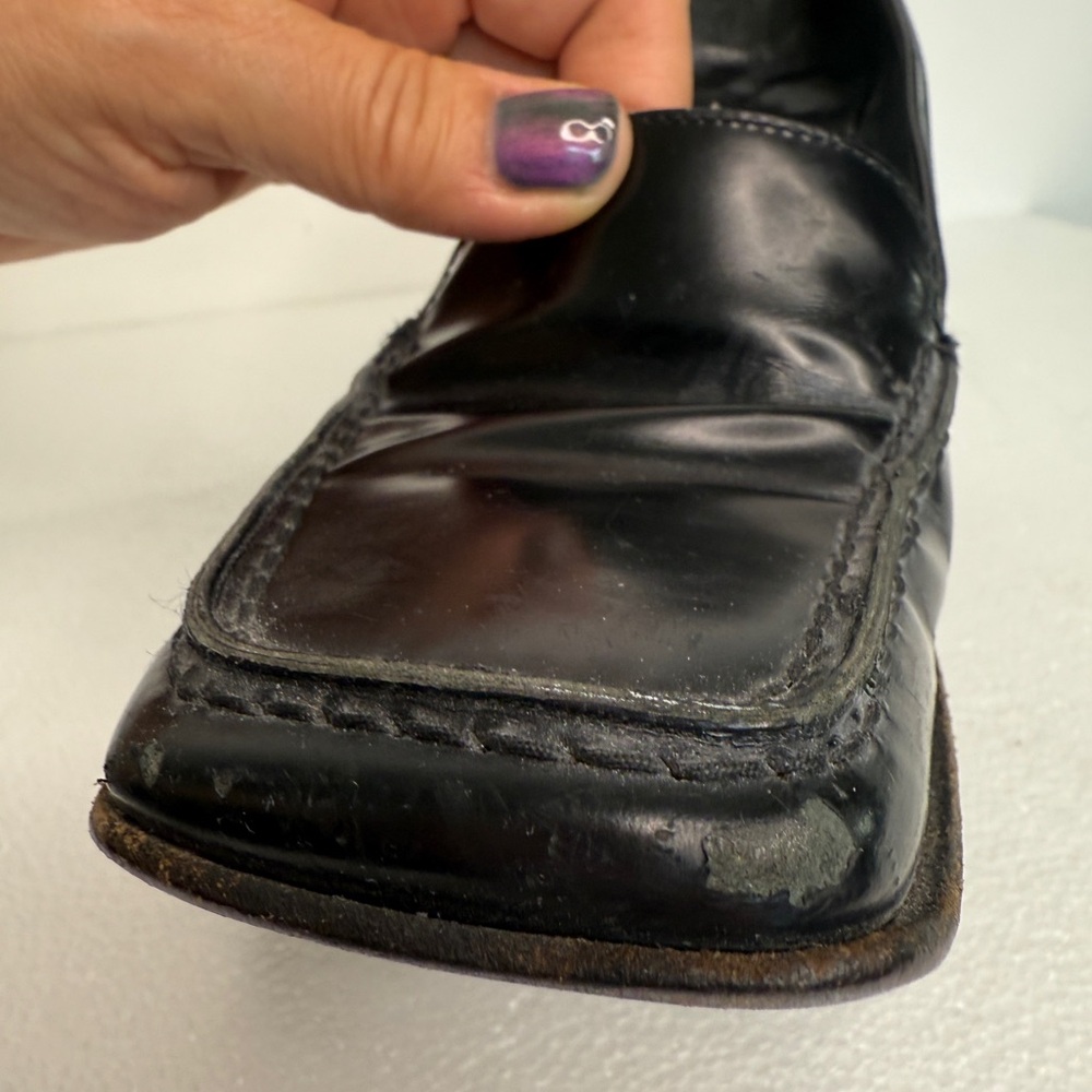 Prada Vintage, Late 1990, Glossy Black Leather block heels pumps , Sz 8.5 - Picture 10 of 13